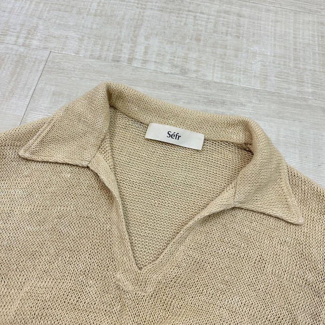 Sulen ニットポロ　深水光太 22ss Sefr 深水光太 着用 リネン スキッパー ニット ポロ シャツ