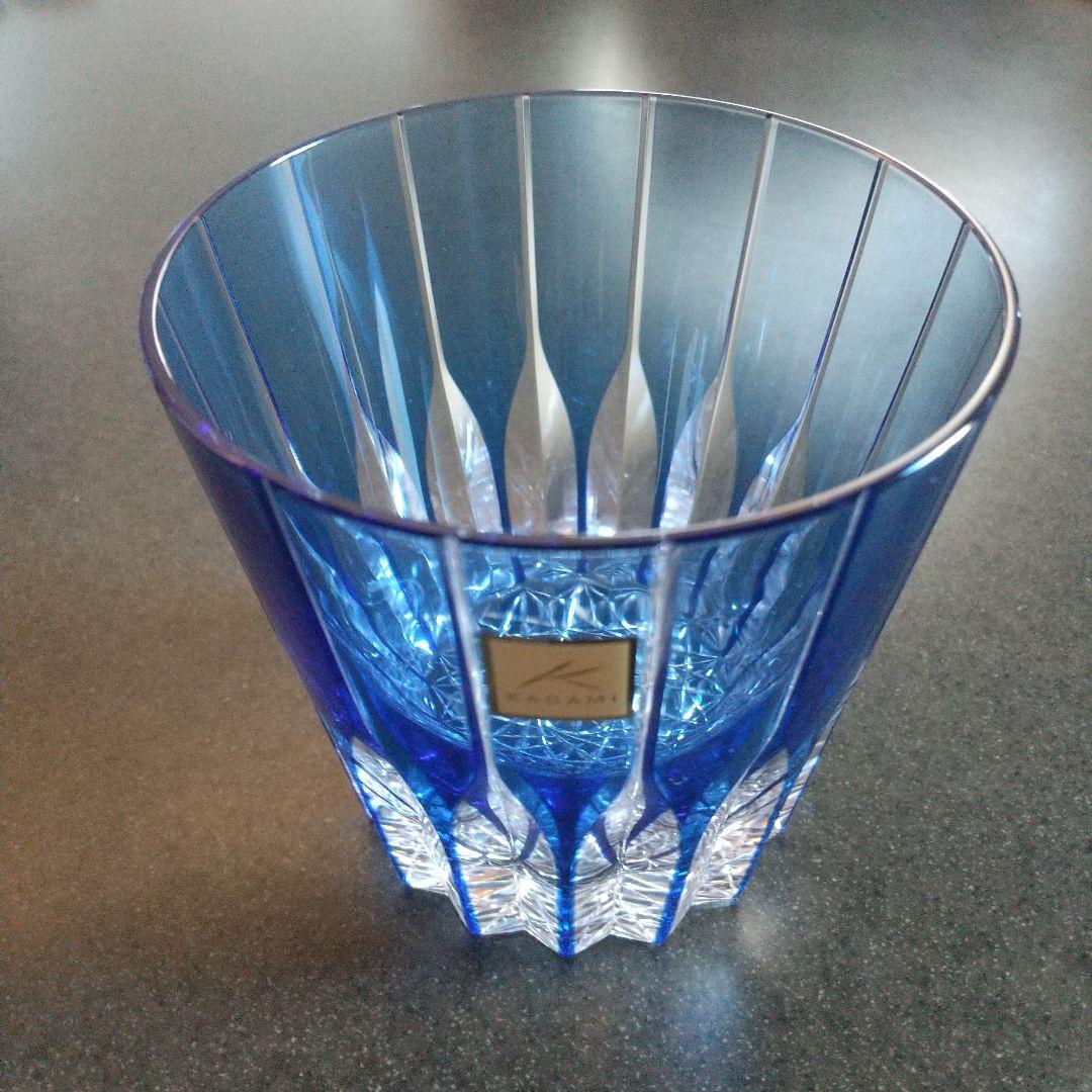 カガミクリスタル kagami 江戸切子 ロックグラス ブルーKAGAMI CRYSTAL
