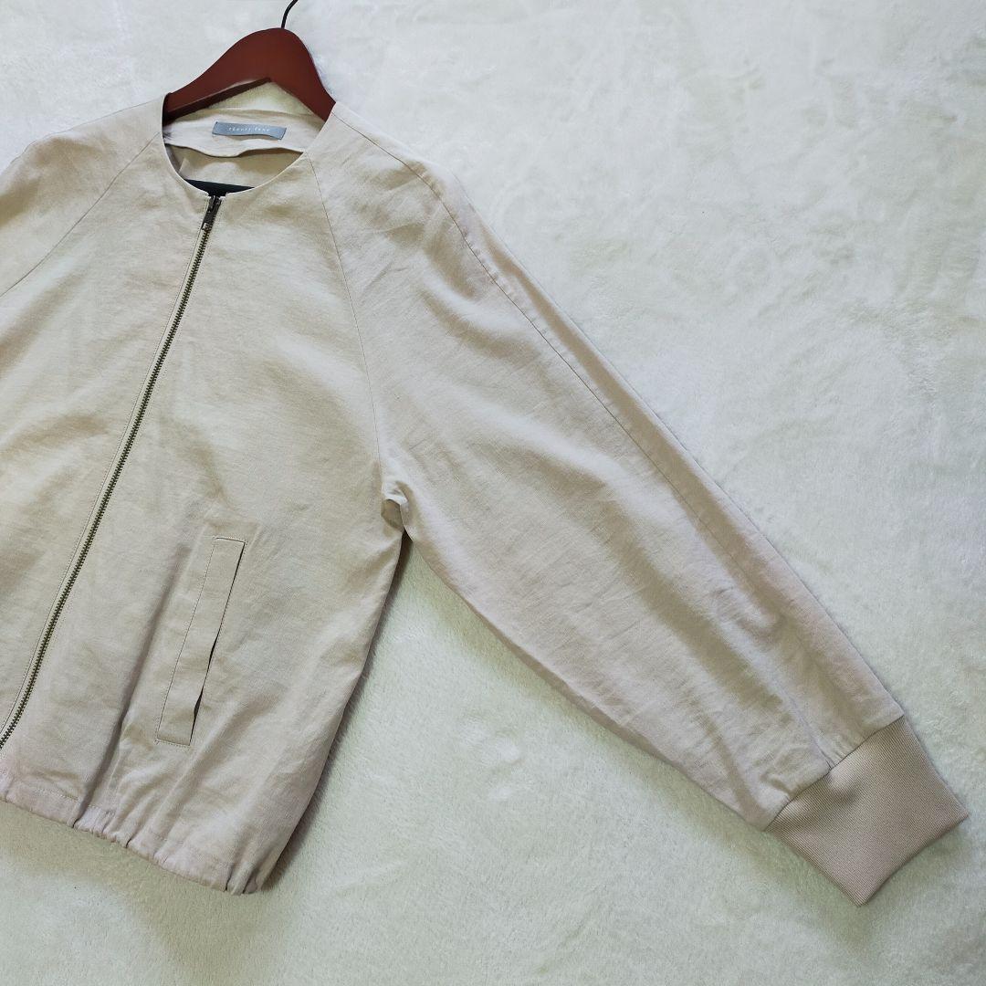 美品　22S完売品　セオリーリュクス　リネン麻混　ノーカラーブルゾン　ジャケット
