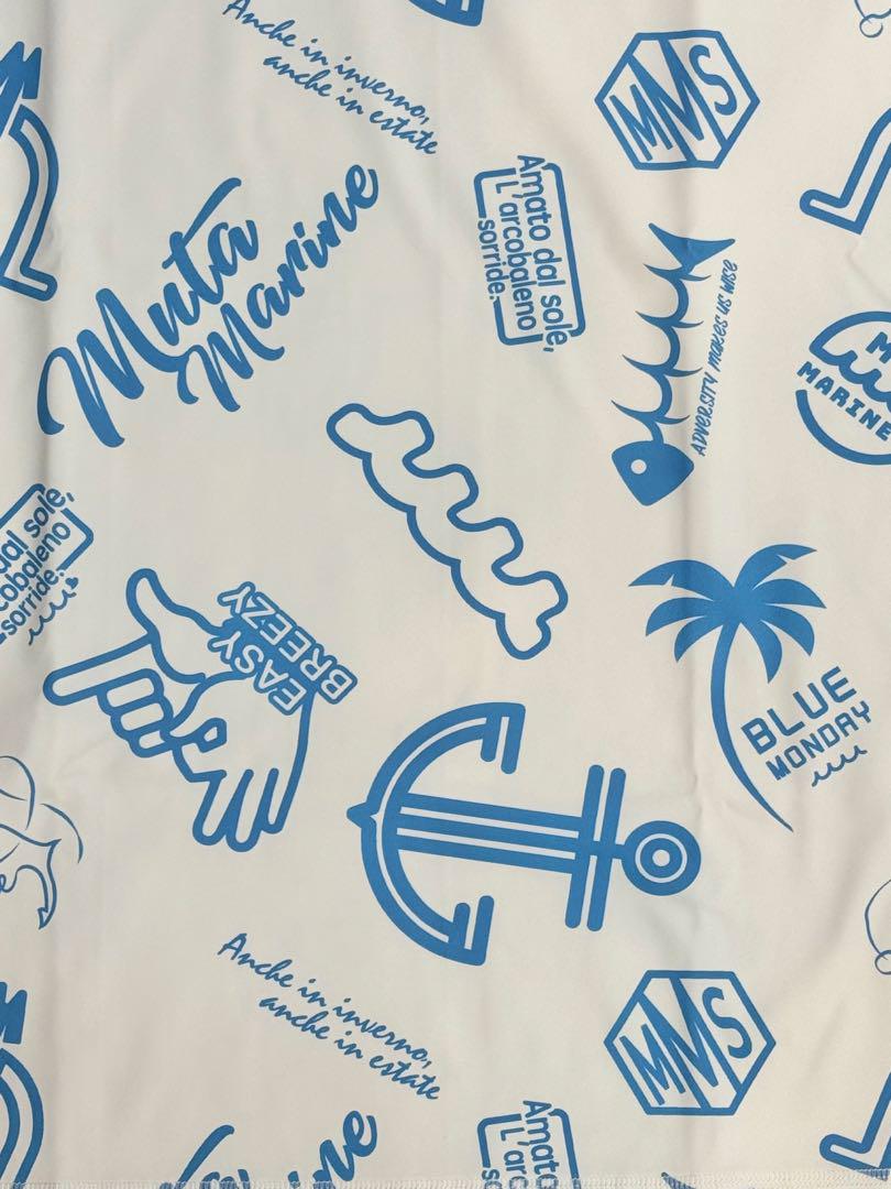 【新品】ムータマリン　ゴルフウェア　メンズ　半袖　モックネック　白×水色　M 新品】ムータマリン ゴルフウェア メンズ 半袖 モックネック 白