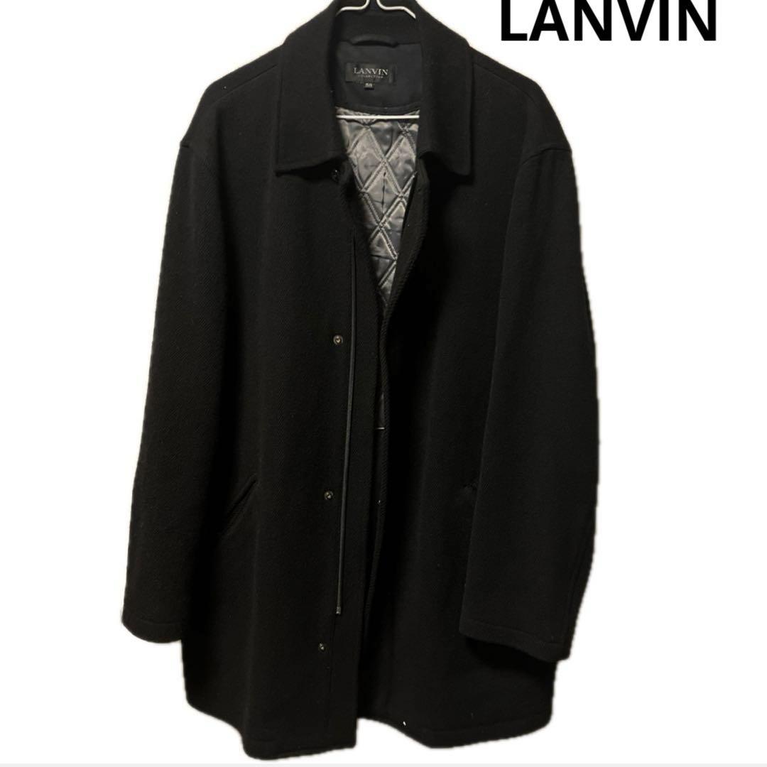 LANVIN ステンカラー コート メンズ ブラック
