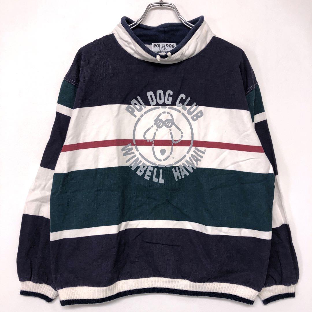 POI DOG CLUB 90’s 古着 サングラスドッグ ボーダー トレーナー