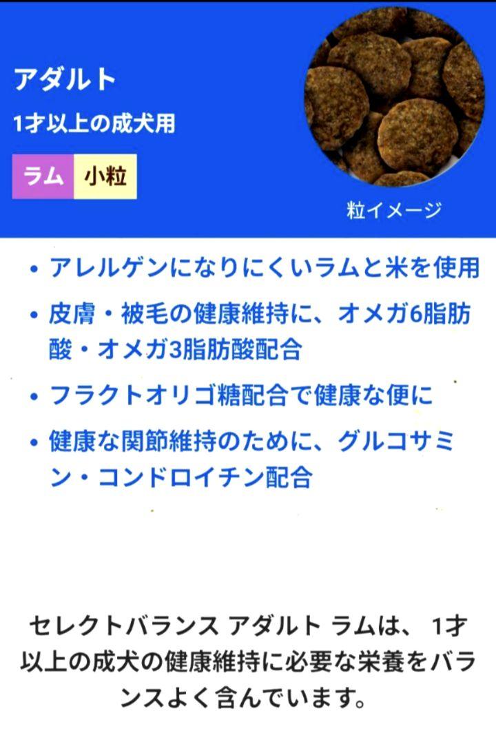 【限定】セレクトバランス 　アダルトラム　小粒1才以上の成犬用　１５㎏