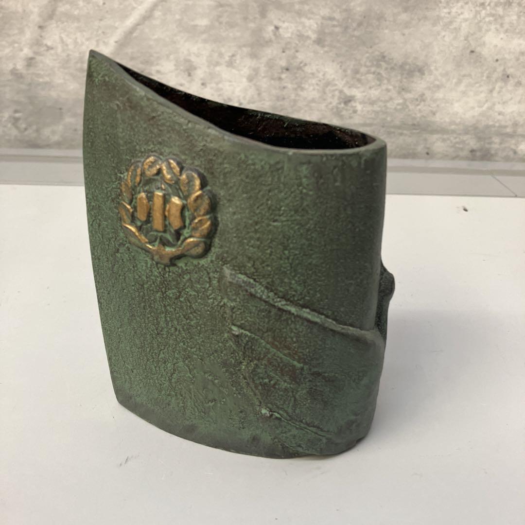 昭和レトロ 青銅製 卒業 記念品 鶴 花瓶 花器 フラワースタンド 生け花 