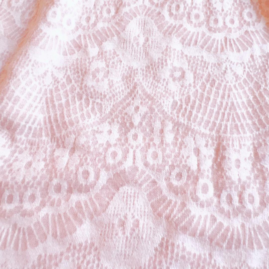 姫ギャル リズリサ系 ピンク レース リボン付き Tシャツ
