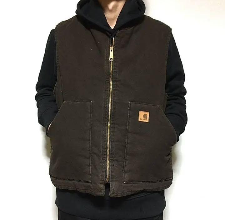 Carhartt ダックベスト ダークブラウン souP4-m48159210507 カーハート 新作得価