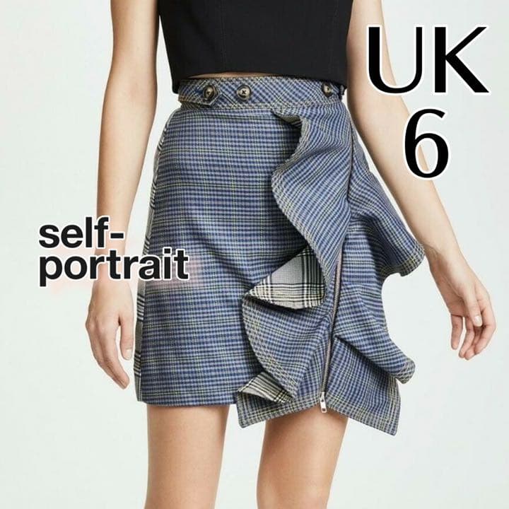 海外花系 【SelfPortrait】チェック柄アシメスカート セルフポート
