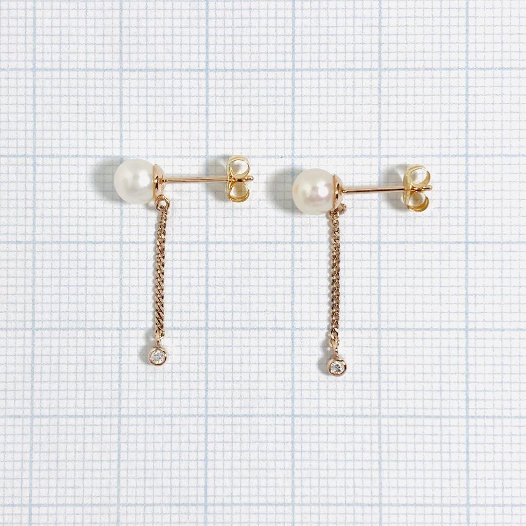 【限定値下】ete パール&ビジュー チェーン ピアス (PG)