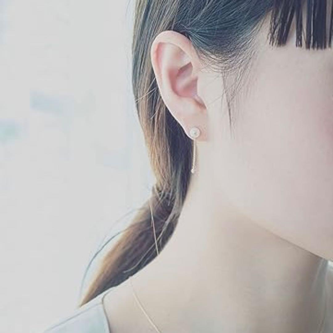 【限定値下】ete パール&ビジュー チェーン ピアス (PG)