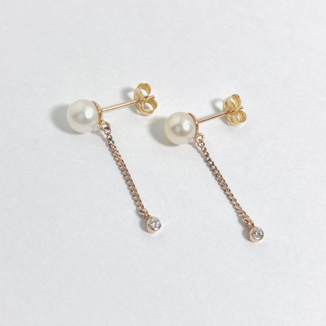 【限定値下】ete パール&ビジュー チェーン ピアス (PG)