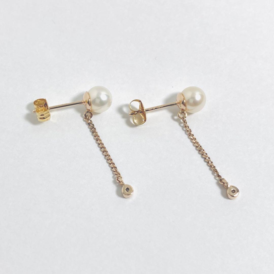 【限定値下】ete パール&ビジュー チェーン ピアス (PG)
