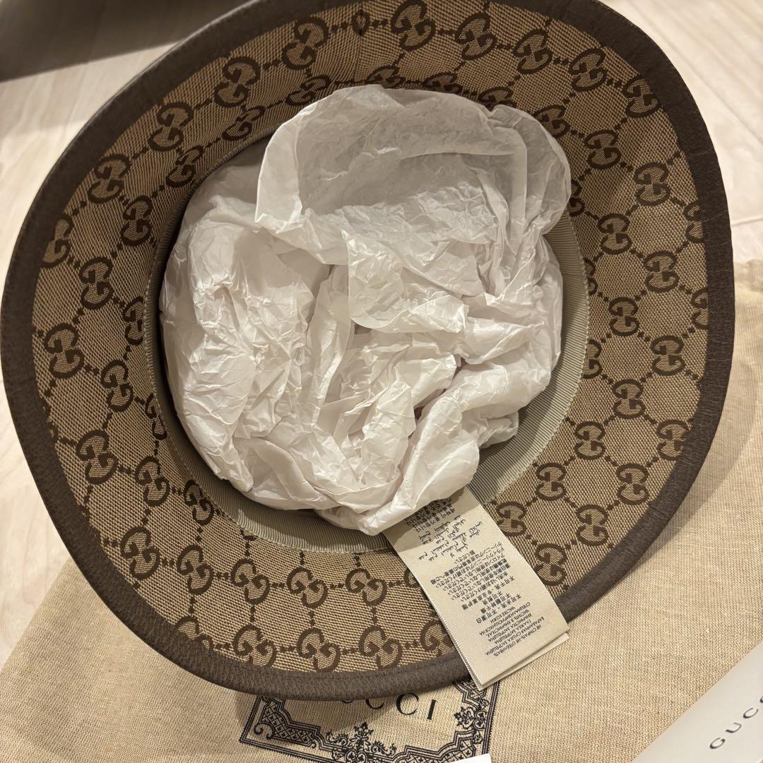 GUCCI バケットハット　フェドラハット　gg柄 グッチ　Mサイズ　男女兼用