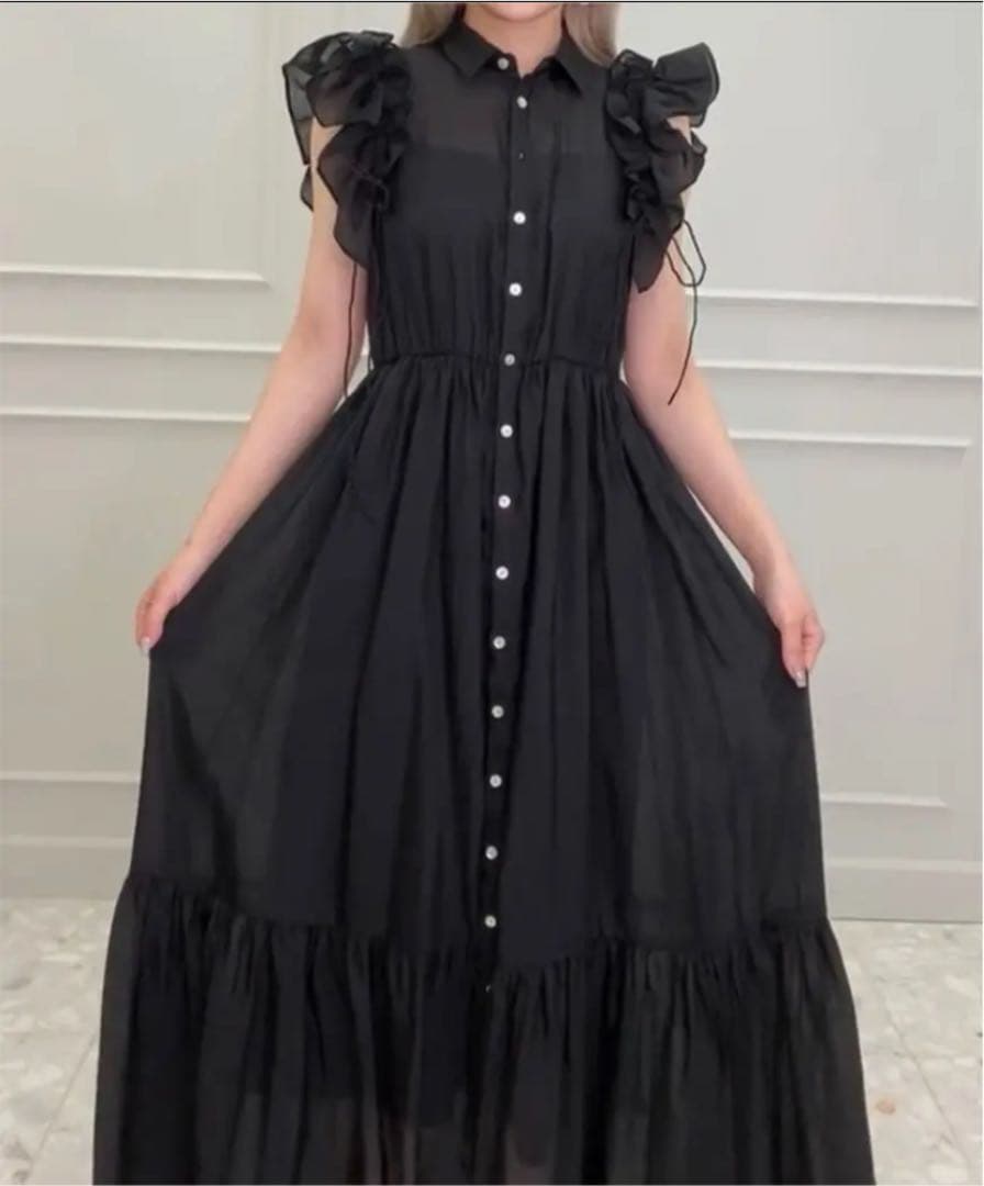 リバーシブルタイプ フリルスリーブシアーワンピース | kinderpartys.at