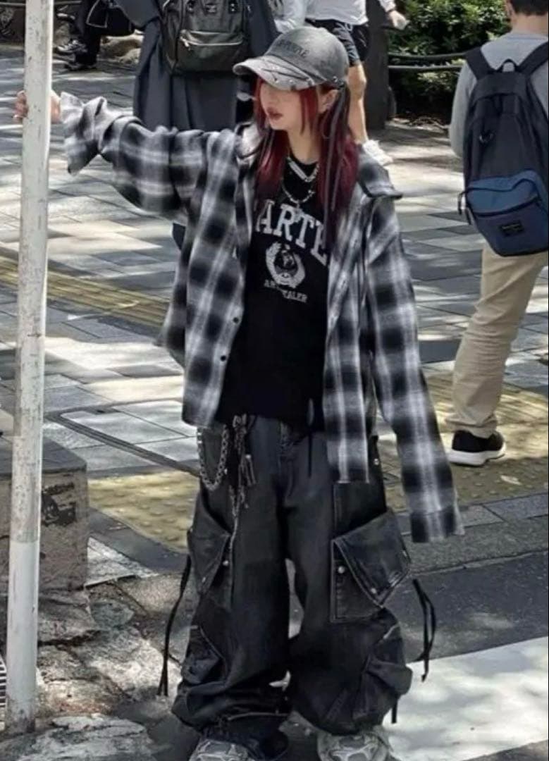 【XU DOG】check hood shirt