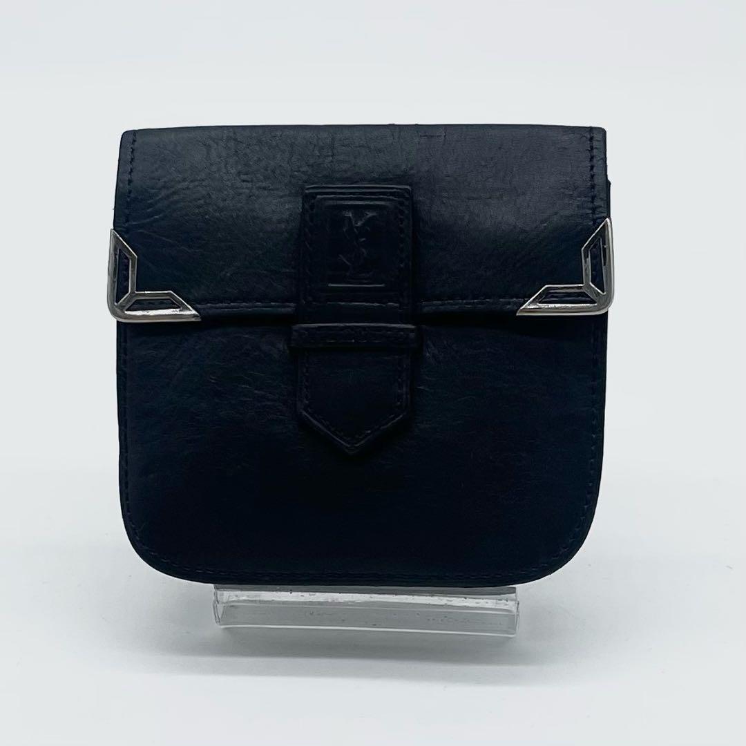 YSLブラックレザー マネークリップ YSLブラックコインケース 極美品 SAINT LAURENT サンローラン レザー マネークリップ付き