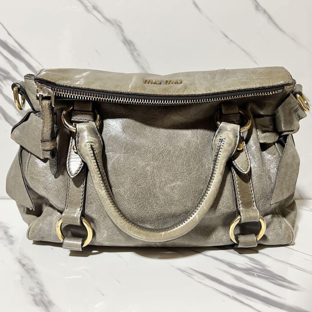 【25SS☆】ミュウミュウ ハンドバッグ ワンダー スエード 2WAY♪ MIUMIU】ミュウミュウ『レザー 2WAYハンドバッグ』レディース