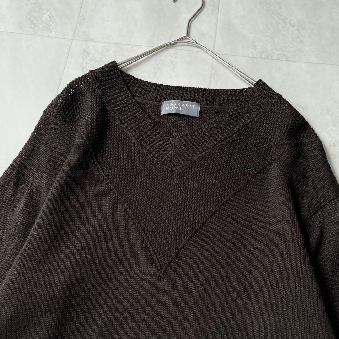 美品】MARGARET HOWELL リネンVネックニット プルオーバー