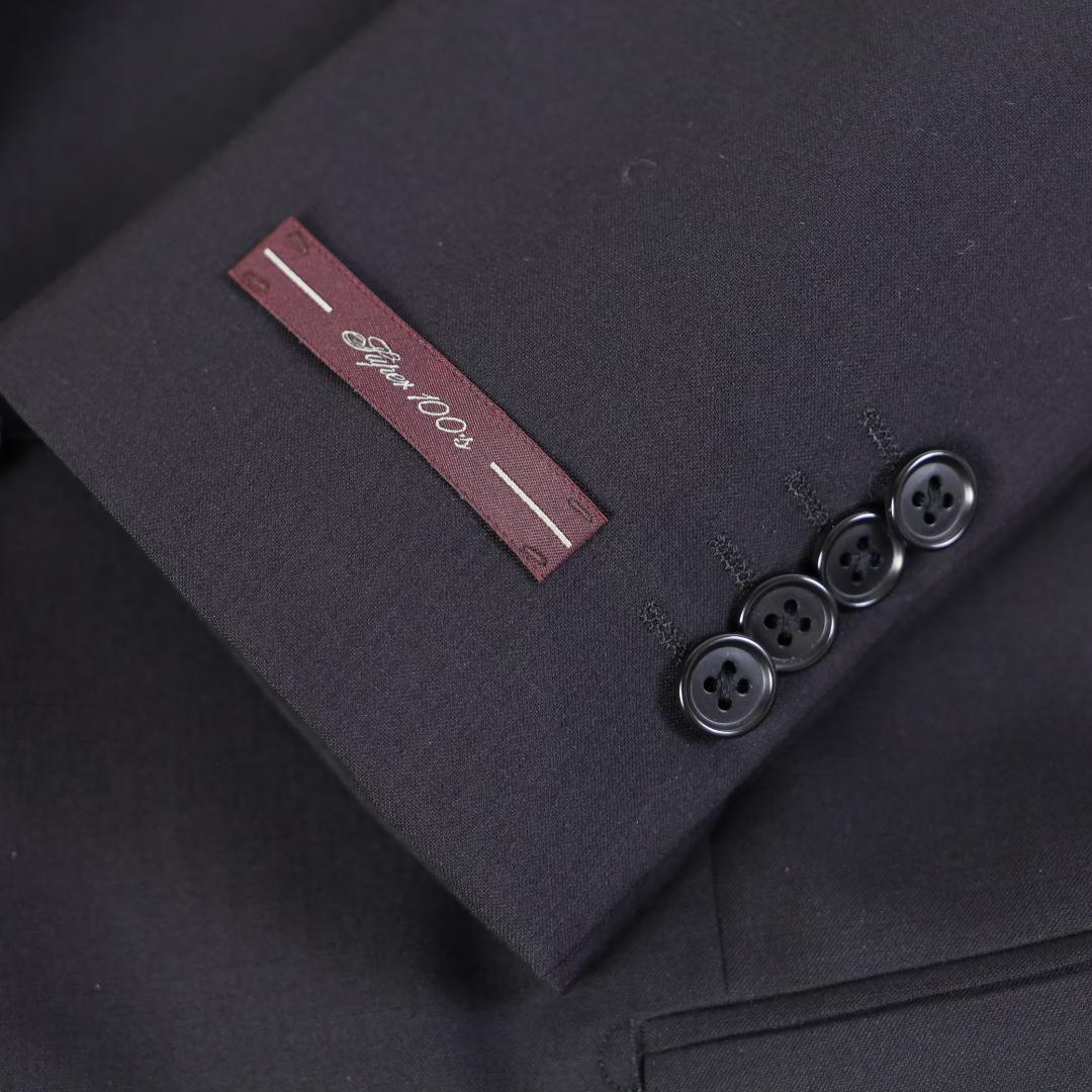 674 新品♡ SUPER100's ビジネス メンズブラックスーツ 黒 Y8