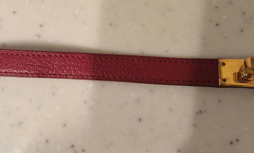 HERMES 赤 レザー ブレスレット