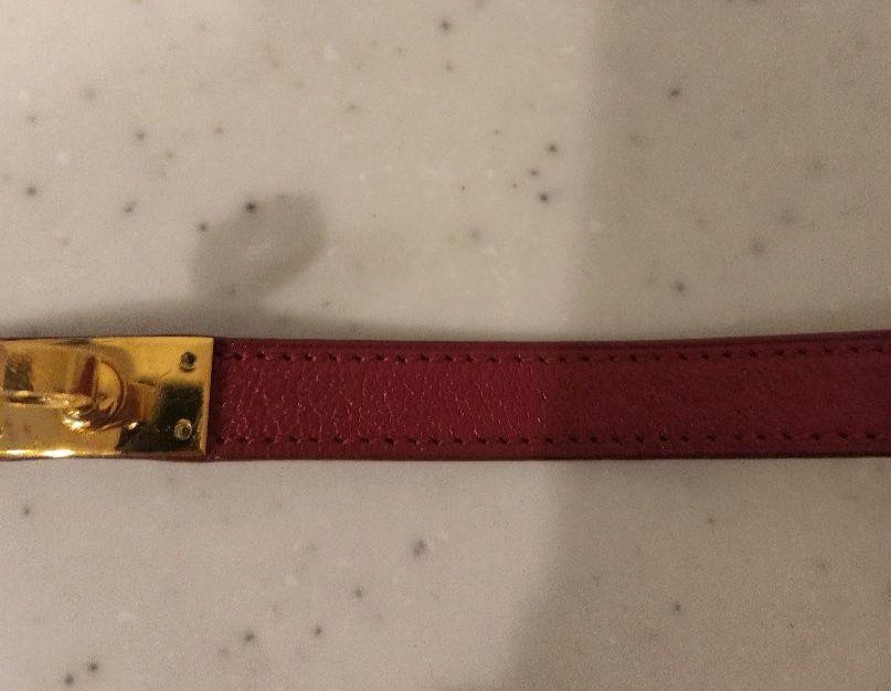 HERMES 赤 レザー ブレスレット