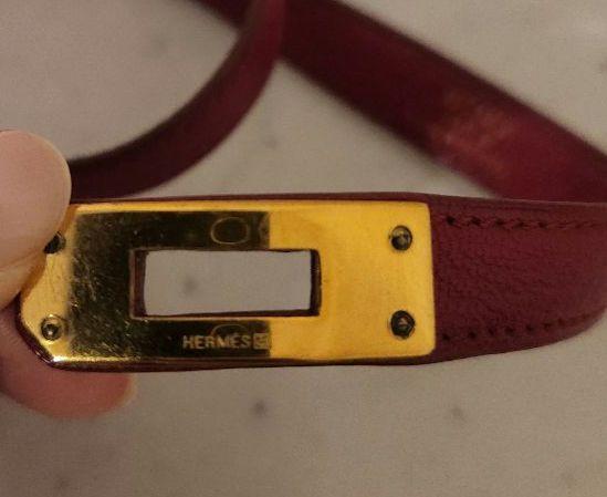 HERMES 赤 レザー ブレスレット