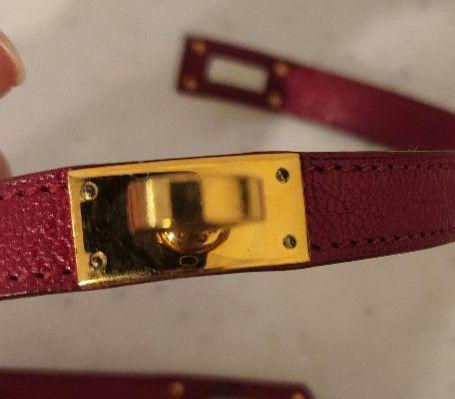 HERMES 赤 レザー ブレスレット