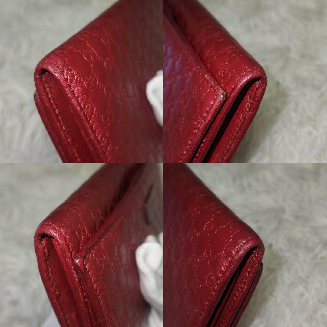 グッチ 長財布 ウォレット フラップ マイクロ シマ レザー GG 赤 グッチ 長財布 ウォレット フラップ マイクロ シマ レザー GG 赤