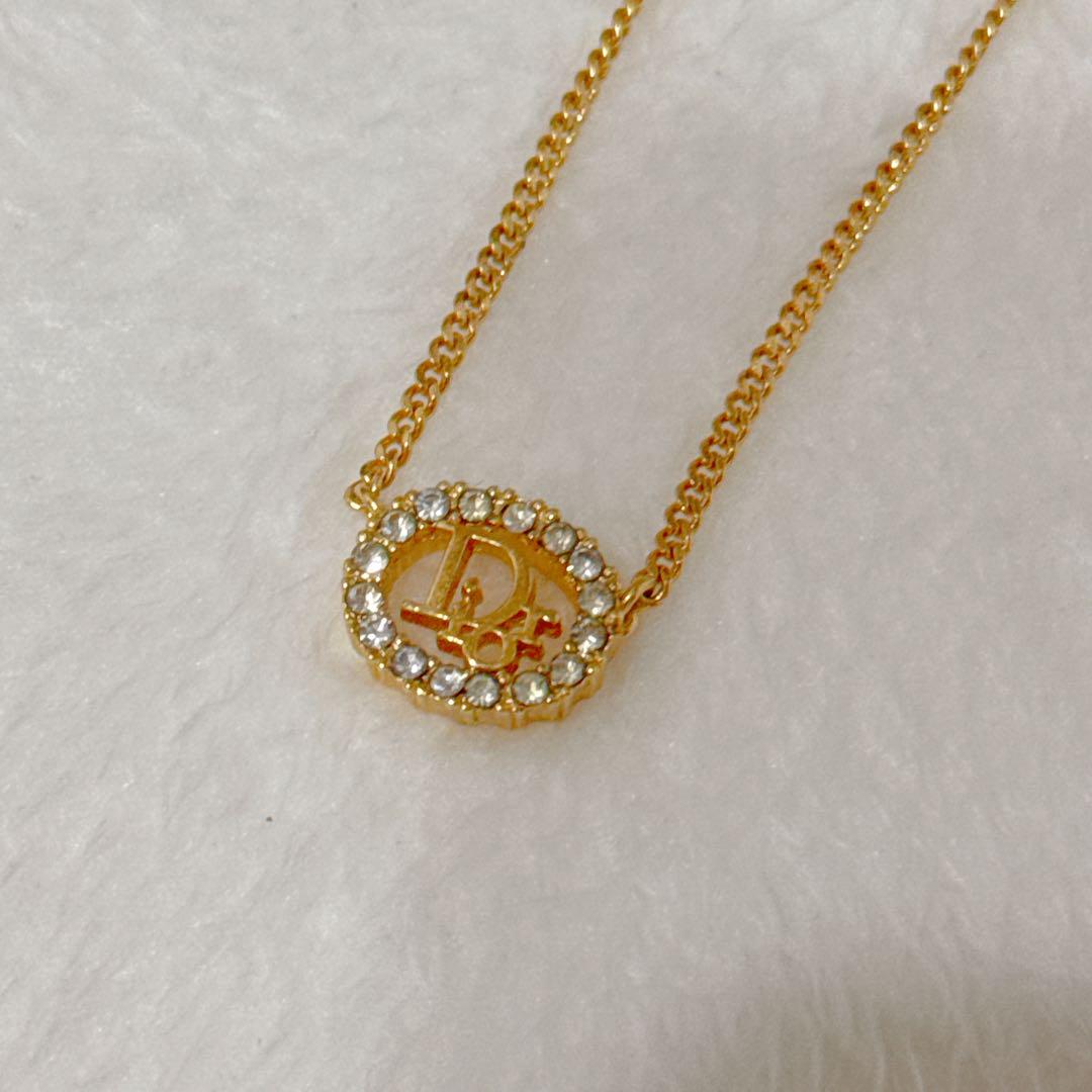 極美品　Dior　ネックレス　CD ロゴ　ラインストーン　希少　刻印　964