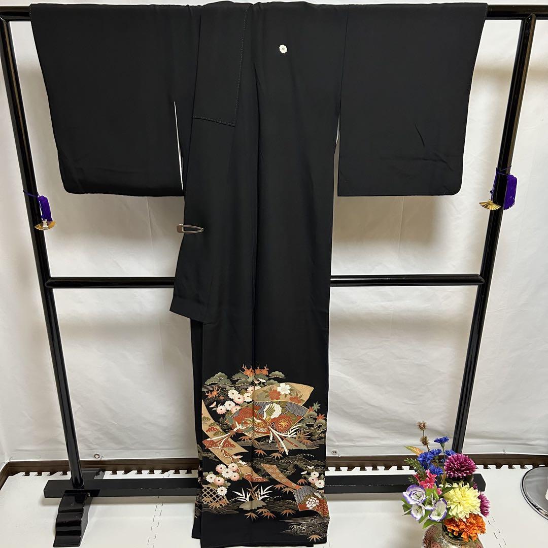 【初回限定】 黒留袖 袷YK 比翼仕立て 正絹 5ツ紋 松竹梅模様 鳳凰 金彩 金糸 着物・浴衣
