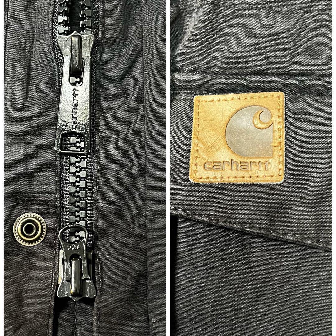 Carhartt Trapper Parkaファー取外裏ボアJKブラックS革タグ