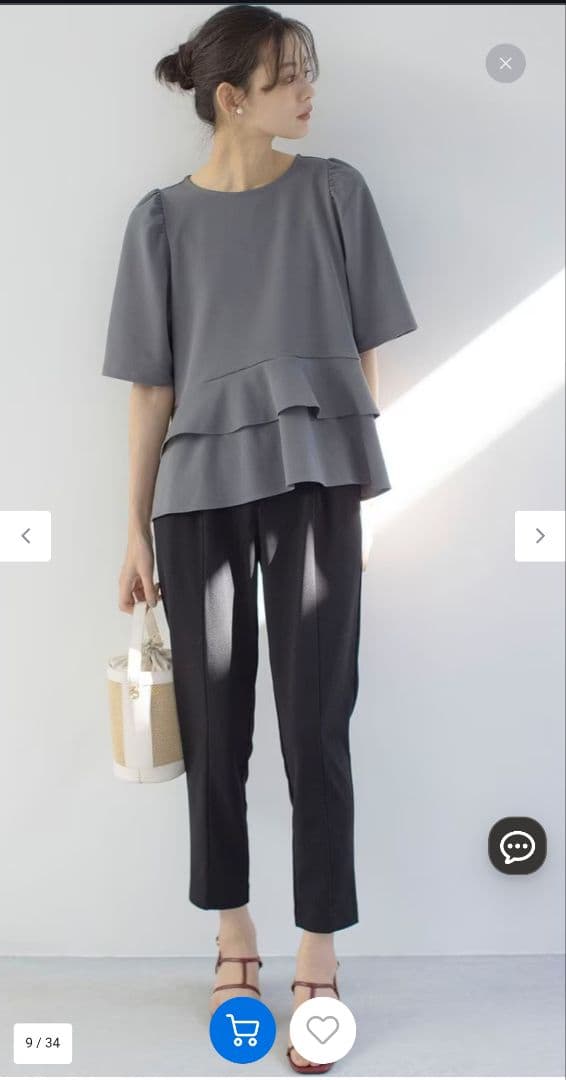 組曲 ジョーゼットジャージーティアード ブラウス7 XXXL3XL 4L 組曲 L