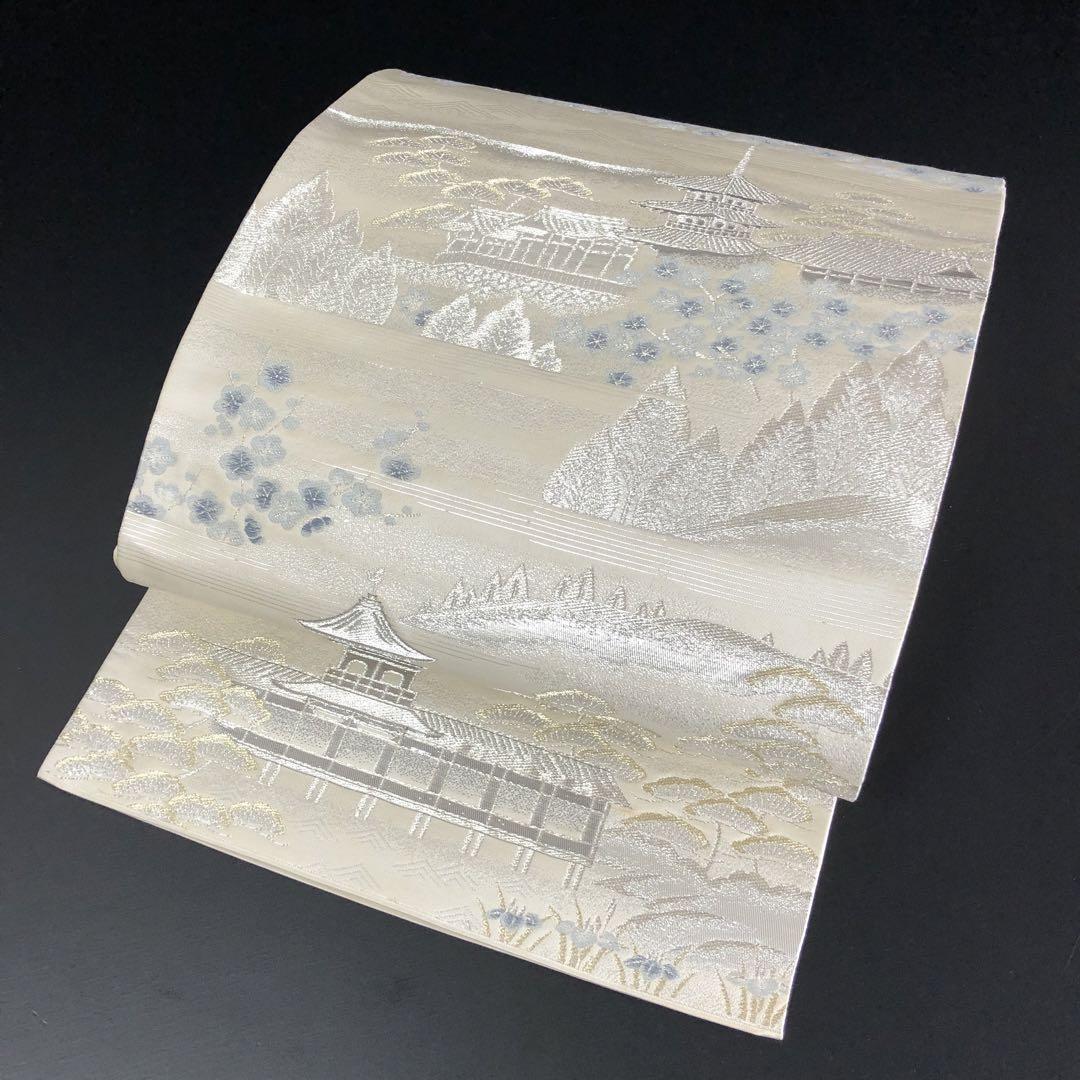 春夏新作モデル SO-611 袋帯 六通 正絹 宇治平等院 プラチナ二重箔 高級 未仕立て 着物・浴衣