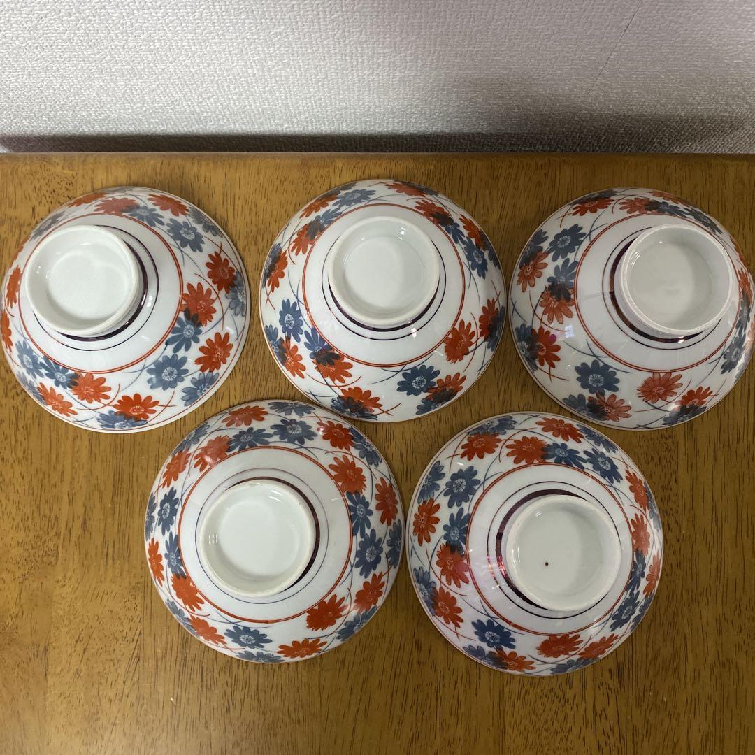 昭和レトロ未使用茶碗ご飯茶碗飯碗花柄5客