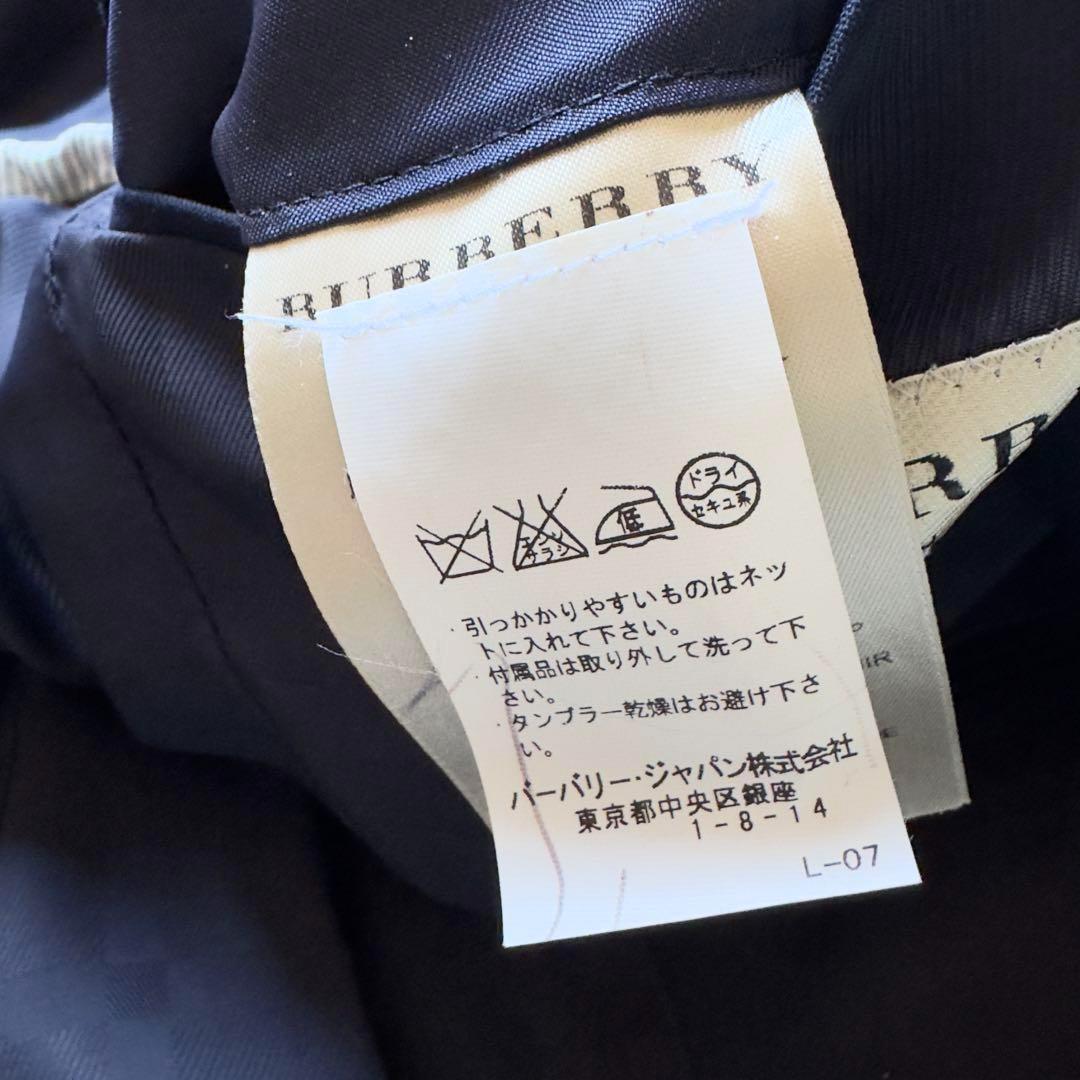 極美品　バーバリー　テーラードジャケット　ネイビー　カシミヤ混　チェック