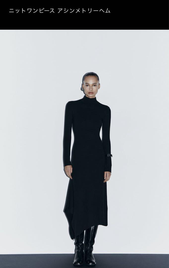 ZARA⭐︎ニットワンピースアシンメトリーヘム 画像1
