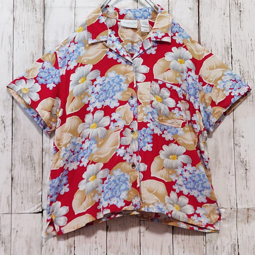 LIZ Claiborne リズクレイボーン 花柄 アロハシャツレーヨントップス