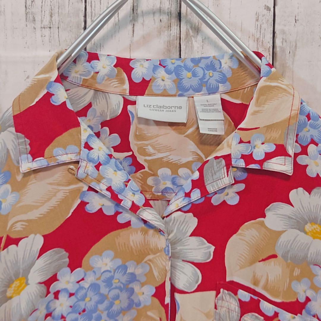 LIZ Claiborne リズクレイボーン 花柄 アロハシャツレーヨン