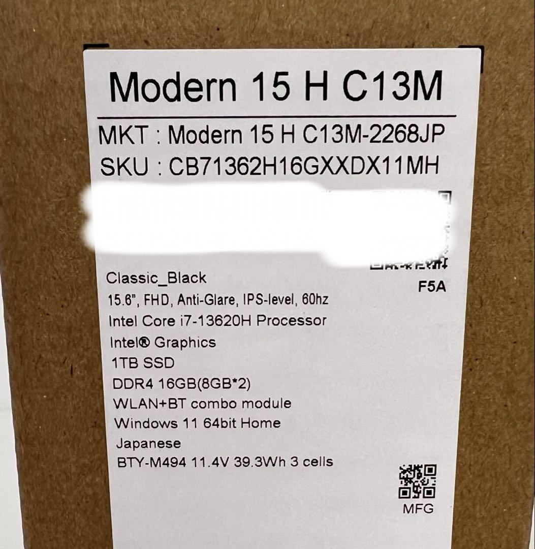 Windowsノート本体 Modern-15-H-C13M-2268JP / Core i7 13620H