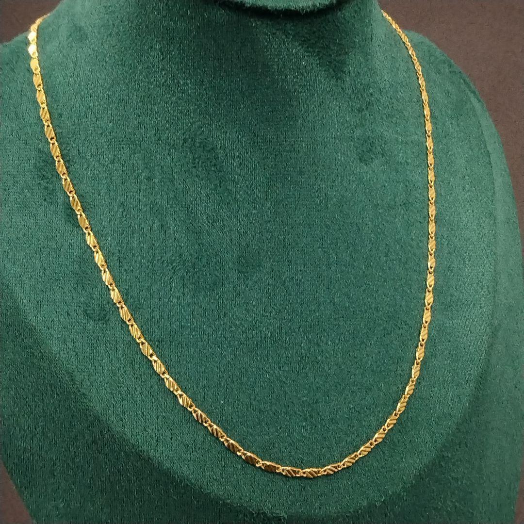 ヴィンテージ ゴールド ロング チェーン ネックレス 刻印