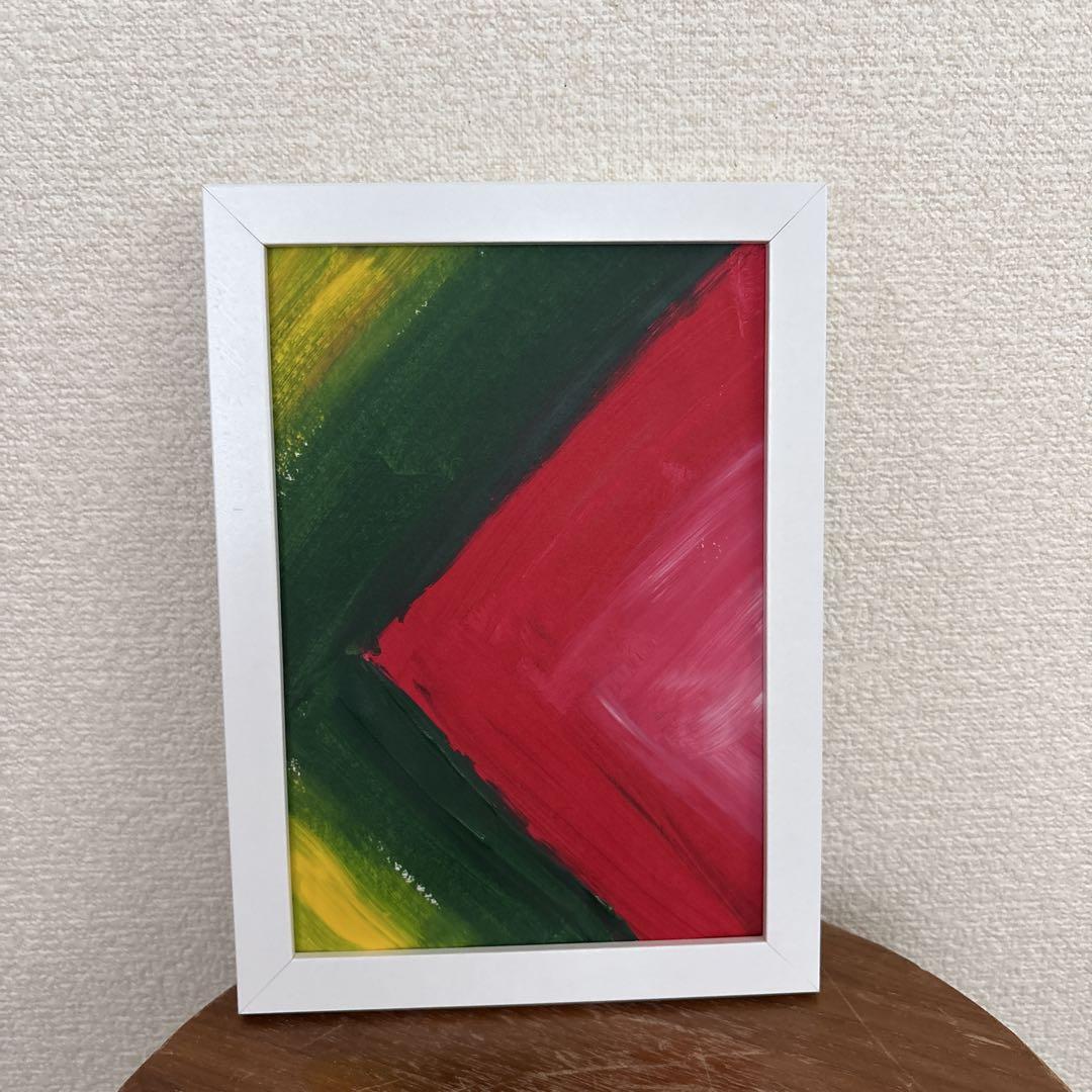 抽象画 赤 緑 黄 - メルカリ