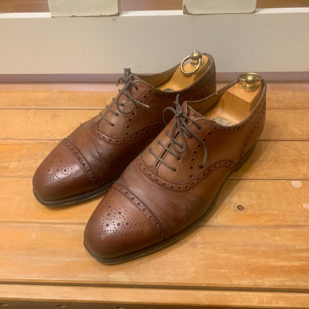 【未使用】GRENSON グレンソン　セミブローグ　ブラウン　６ハーフ GRENSON - 【未使用】GRENSON グレンソン セミブローグ ブラウン