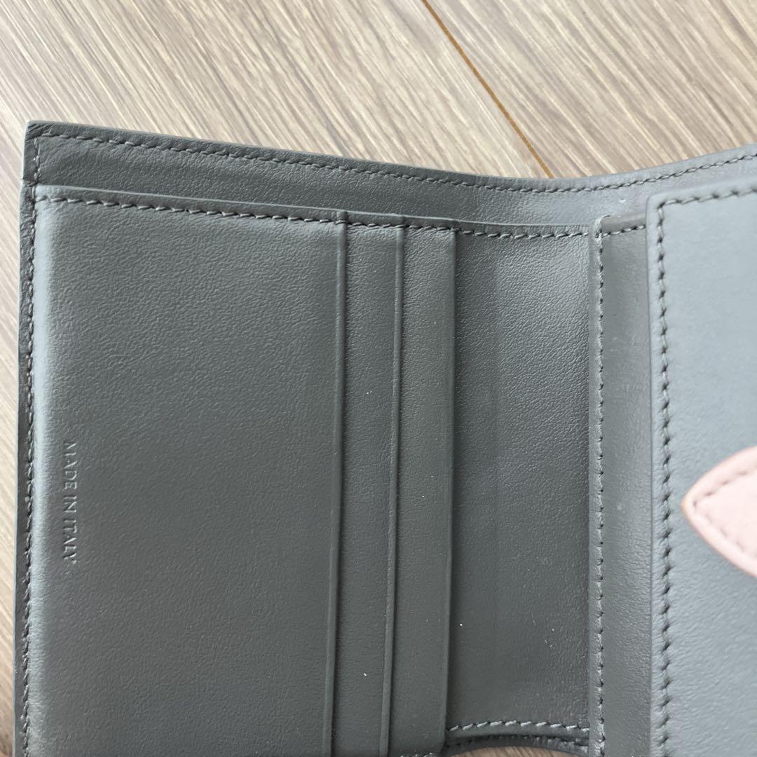 セリーヌ 折り財布 スモールストラップウォレット　バイカラー グレー ピンク CELINE セリーヌ 2つ折り財布 スモール ストラップウォレット