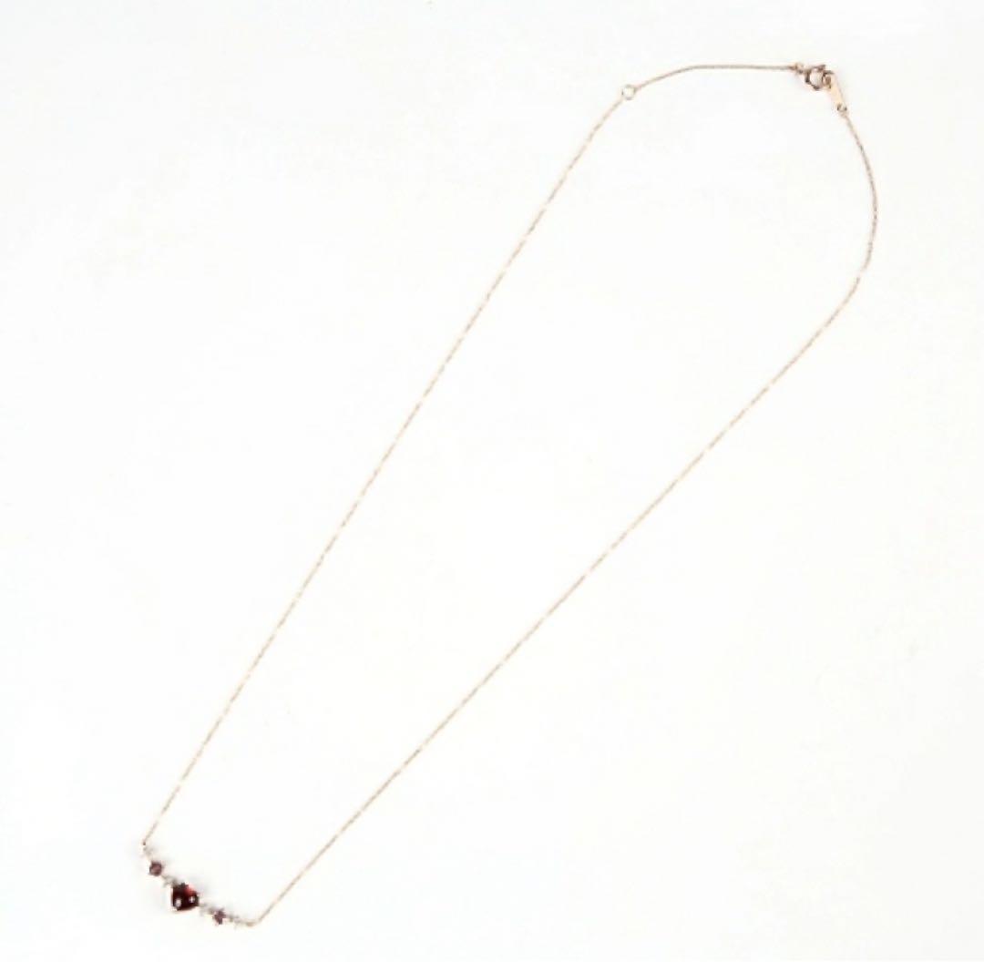 ハート ガーネット 天然ダイヤ ピンクトルマリン ネックレス 18k 18金 画像3