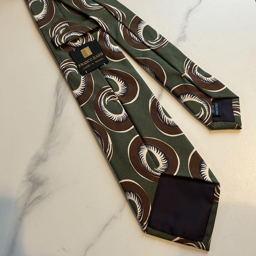FRANCO BASSI x BEAMS グリーン シルク ネクタイ
