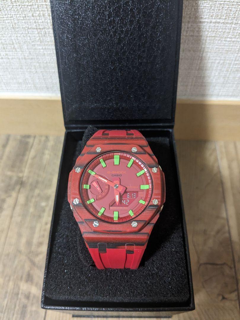 【美品】GA-2100 カシオーク カスタム品　エヴァ　アスカ風　カーボンベゼル