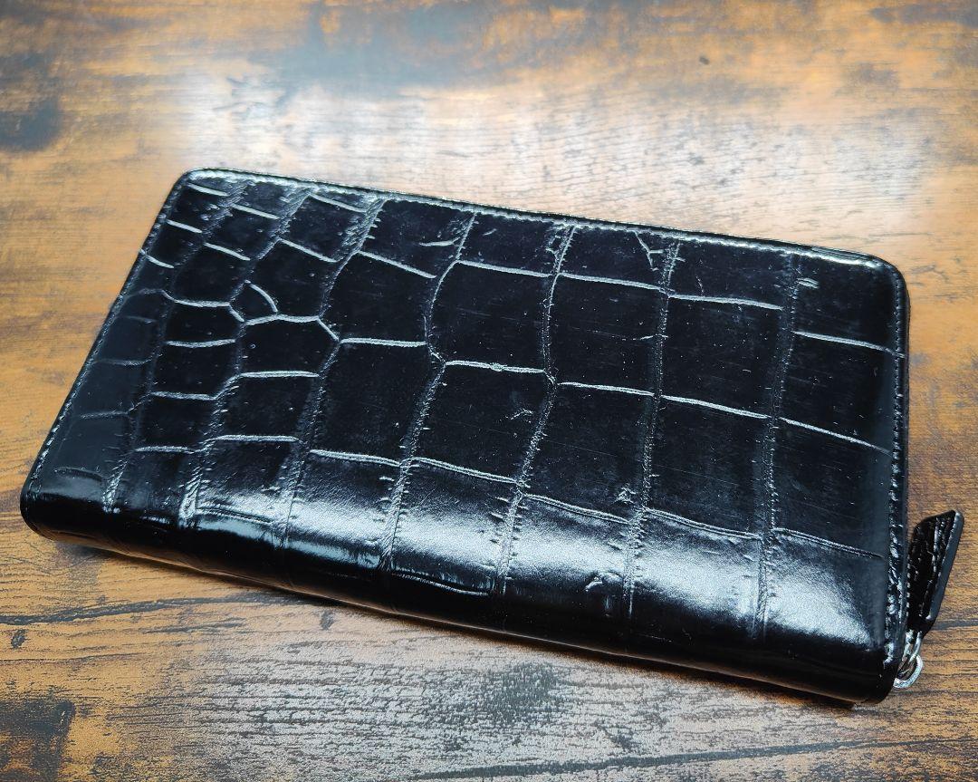 超美品の シャイニング 瑠璃0129786M R.F長財布 S取り尾肚一枚革 クロコダイル - 長財布