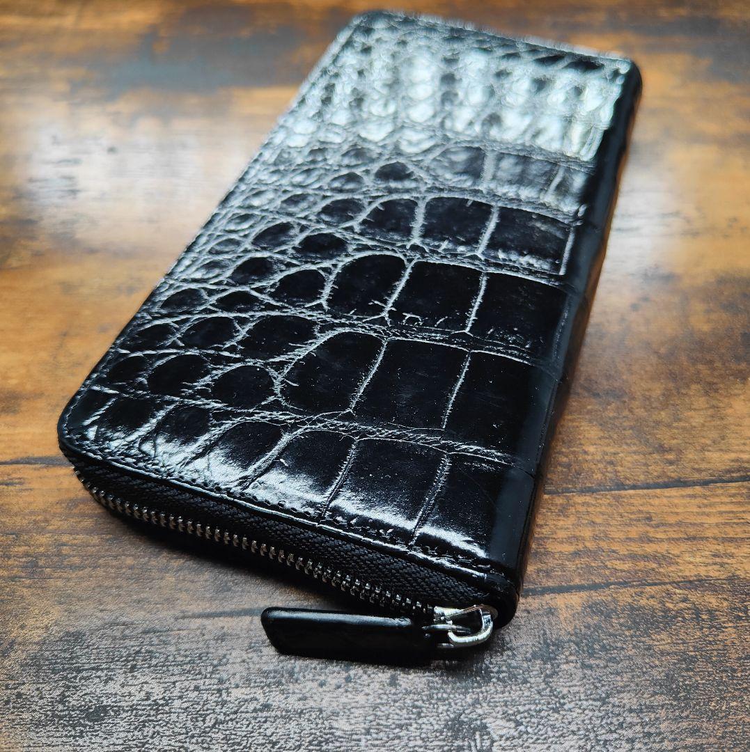 超美品の シャイニング 瑠璃0129786M R.F長財布 S取り尾肚一枚革 クロコダイル - 長財布