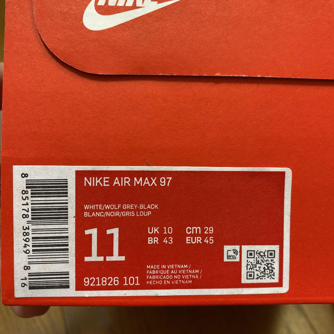 エアー 極美品 29cm NIKE AIR MAX 97 トリプルホワイトウルフグレー Cu6VR-m48281454436 Ⓣすので