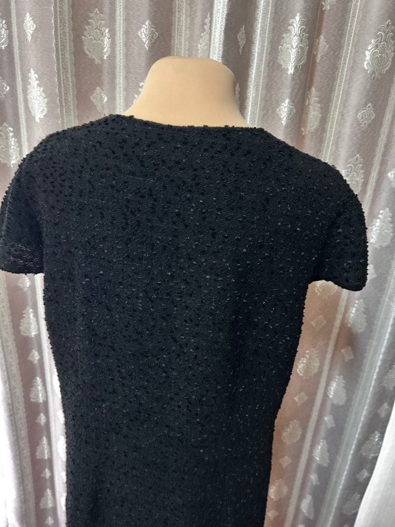 インゲボルグ11号リボン付きブラックラメ入り ワンピースフレンチ袖ドレス インゲボルグ11号リボン付きブラックラメ入り ワンピースフレンチ袖ドレス