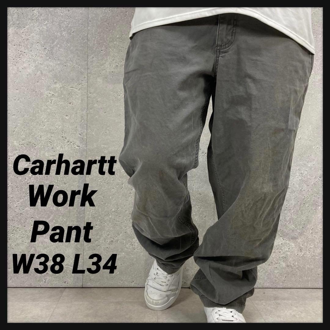 カーハート　グレーワークパンツ　ダック地　古着W38 L34